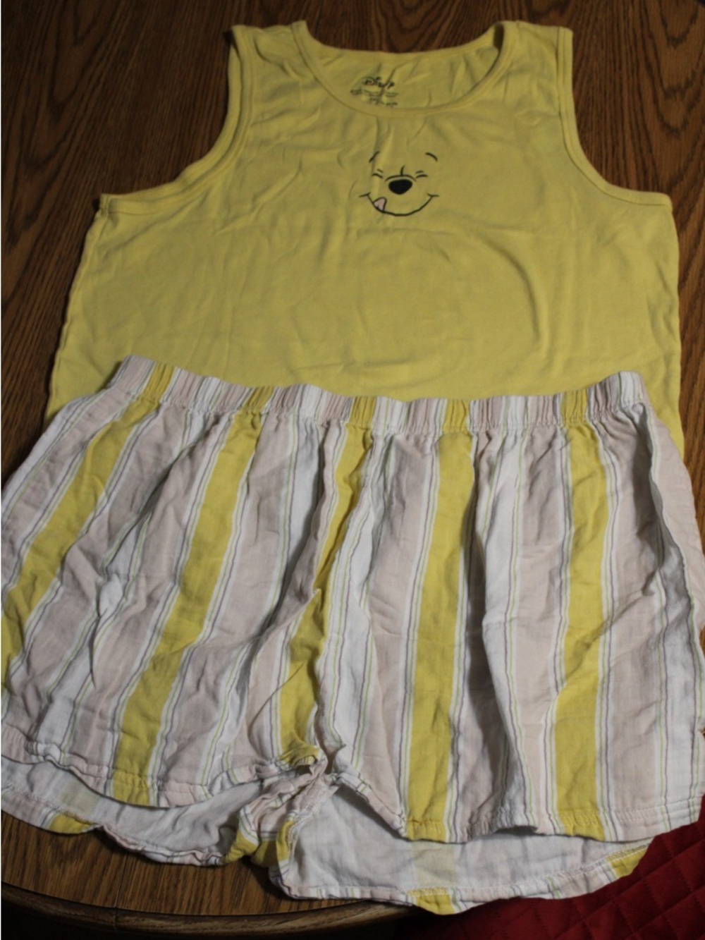 Yellow Winnie the Pooh Tank and Striped Shorts Pajama Set